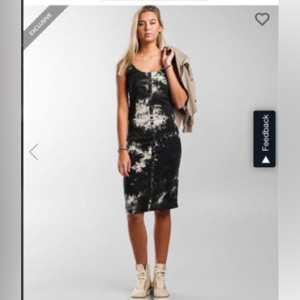 Black and White Tie-Dye Button-Down Dress